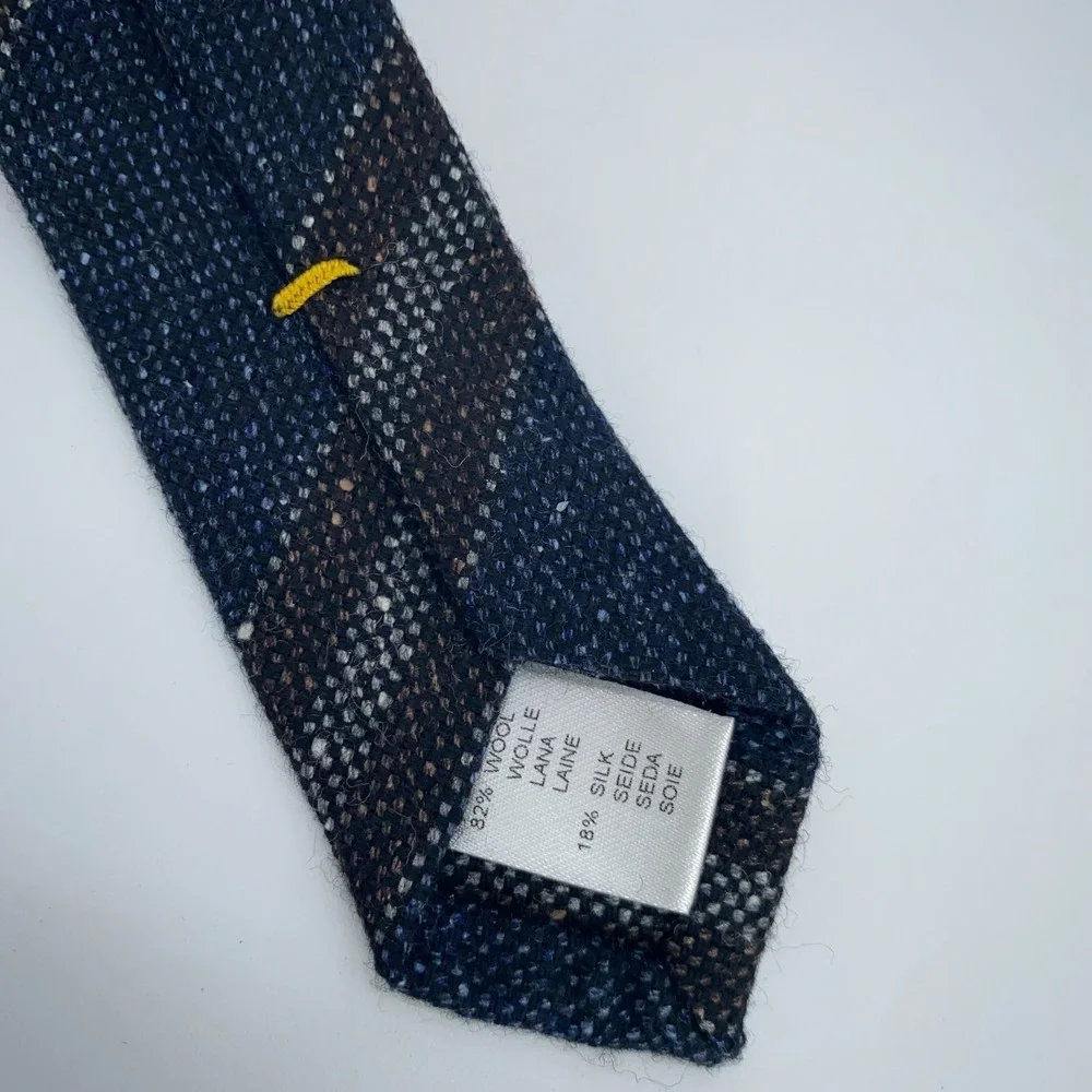 Eton Tie Mens One Size Brown Blue Striped Wool Professional Classic Fit Necktie